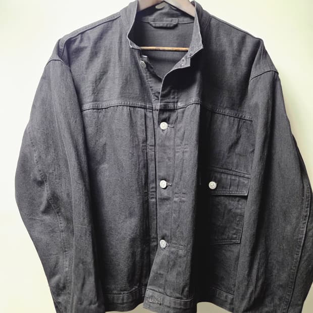 캡틴선샤인 스몰 카라 트래커 자켓 블랙 (36/100)