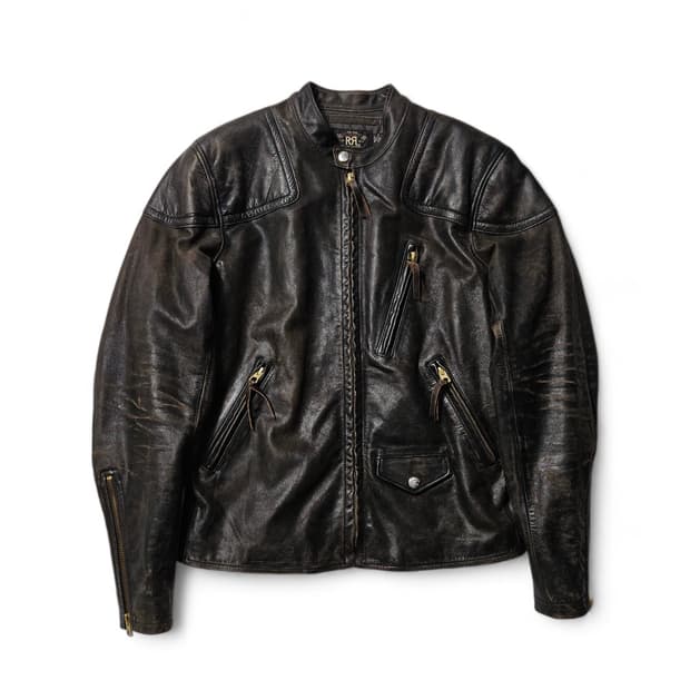 RRL 슬림핏 레더 모토 자켓 S 더블알엘 