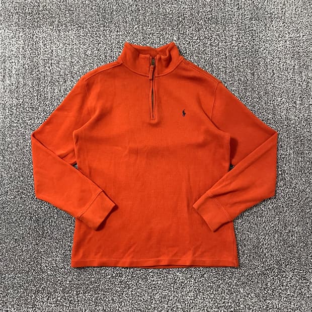 빈티지9. 폴로랄프로렌 하프집업 아노락 봄 니트 스웨터 오렌지