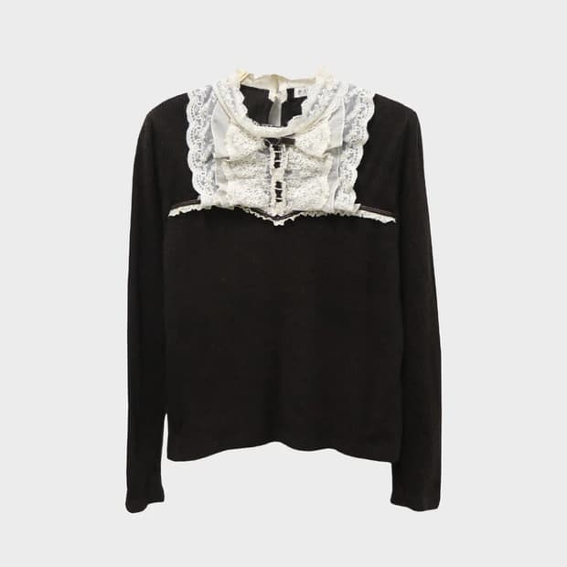 엑시즈팜 레이스넥 슬리브 티셔츠 64460