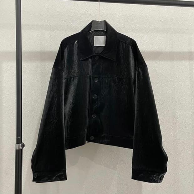 로랑 크롭 레더자켓