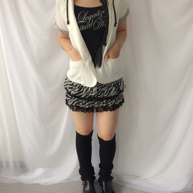 hood layered half sleeve jacket