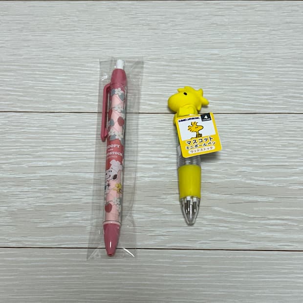 스누피 딸기 볼펜 + 우드스탁 4색 미니 볼펜 세트