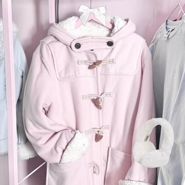 베이비핑크 떡볶이 코트 후드 베이비베어빈티지베베 히메갸루 라떼갸루리즈리사