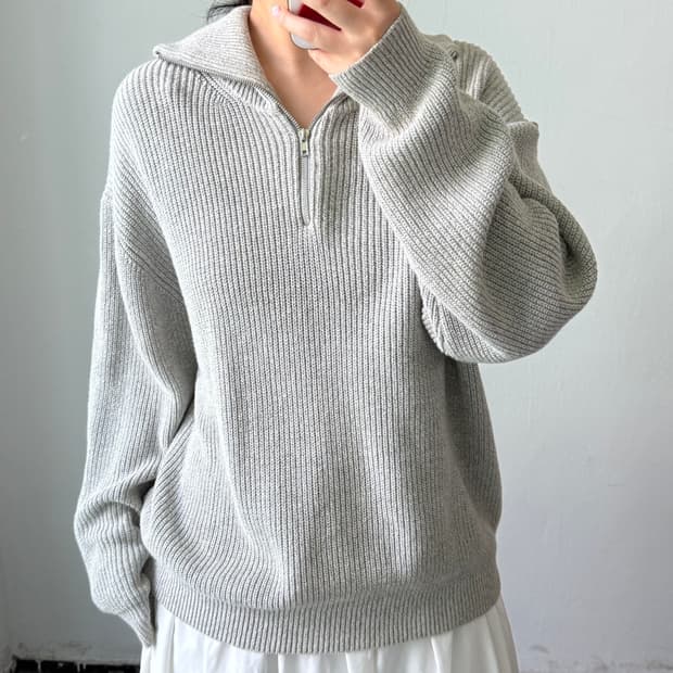 [XL] 키뮤어 니트 하프집업