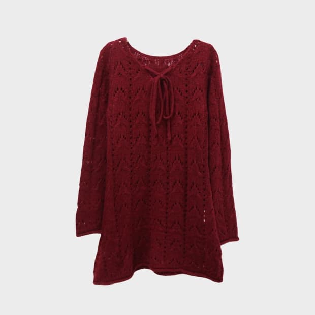 FELISSIMO 발레코어 니트 펀칭 원피스 62396