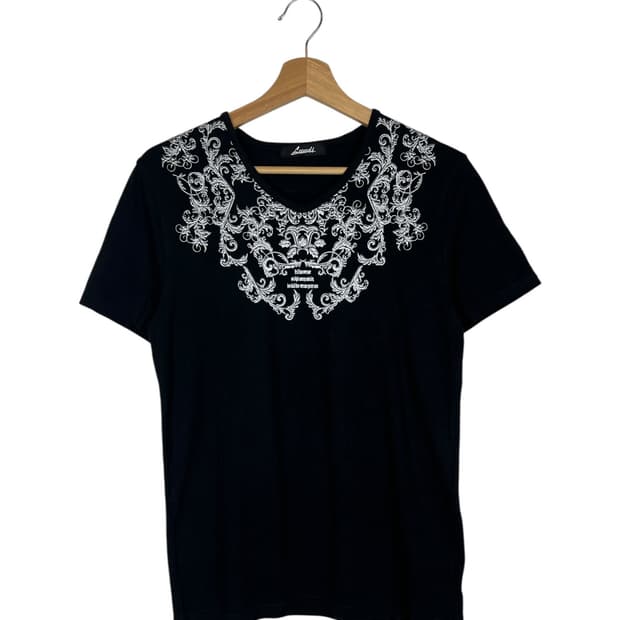 Laudi 블랙 패턴 프린팅 티셔츠 L