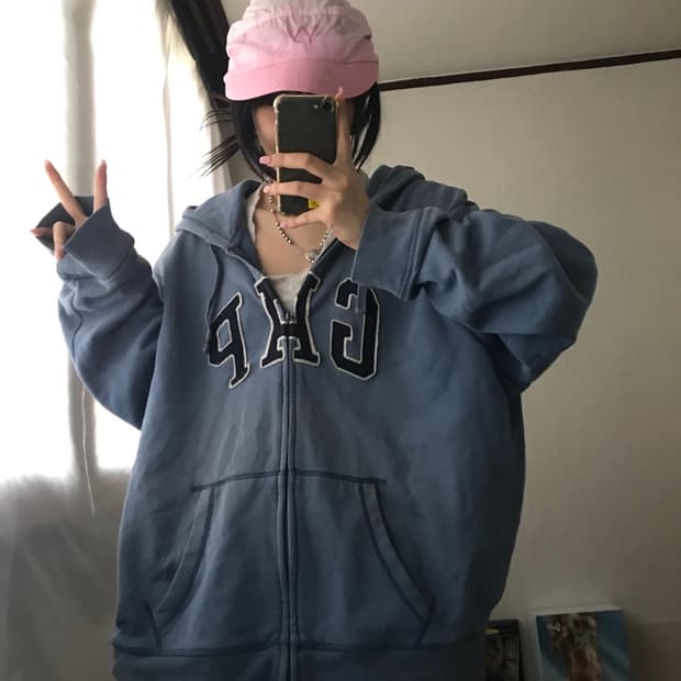 갭 뮤트블루 후드집업