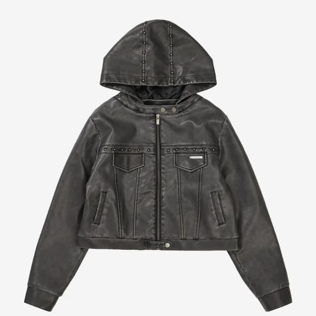 애즈유아 레더 후디 자켓