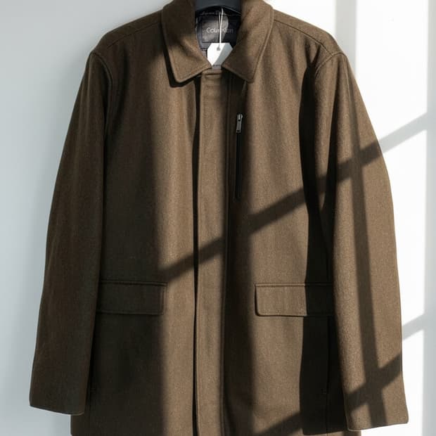 캘빈 클라인 울 패디드 하프 코트