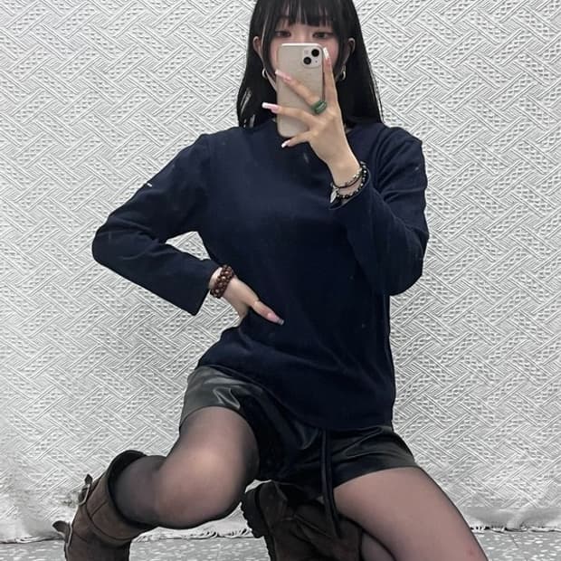 생 제임스 빈티지 캐주얼 시크 무지 롱슬리브 S C12262