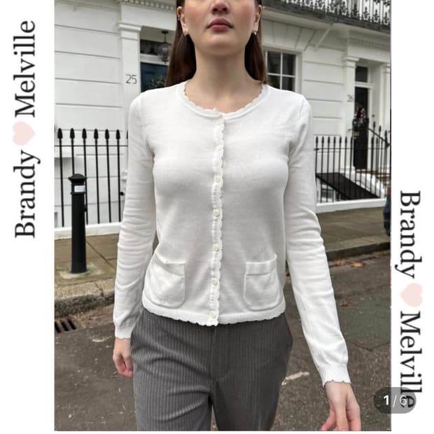 (핑크)브랜디멜빌 핑크 프릴 포켓 가디건