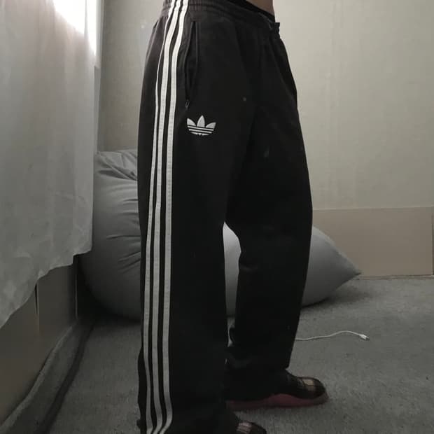 아디다스 초코 브라운 삼선 트레이닝 바지 