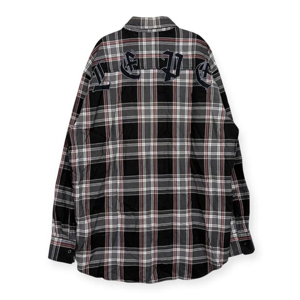 펠레펠레 레터링 체크 셔츠
