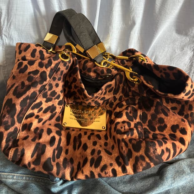 vintage dolce gabbana leopard boston bag