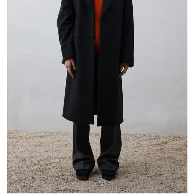 유스 레더 트림 체스터필드 코트 M