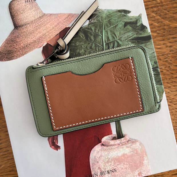 로에베 카프스킨 코인 카드 홀더 (로즈마리/탠)