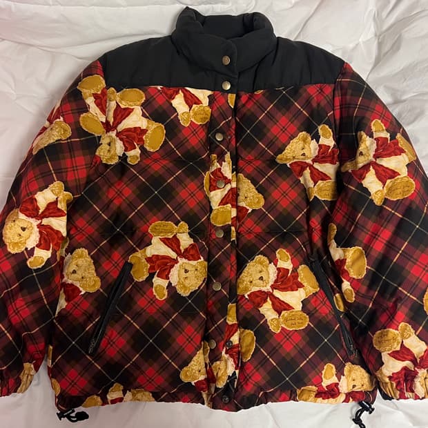 핑크하우스 레드 테디베어 패딩 다운