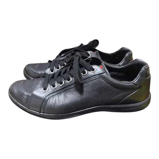 [43] 프라다 스포츠 블랙 레더 레이스업 스니커즈