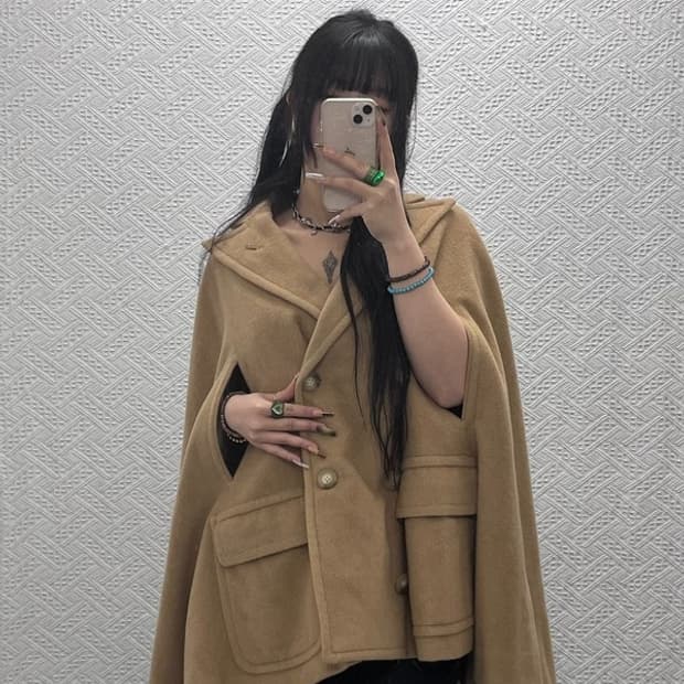 폴로 랄프로렌 모리 낙타털 모직 망토 케이프 코트 M C08042