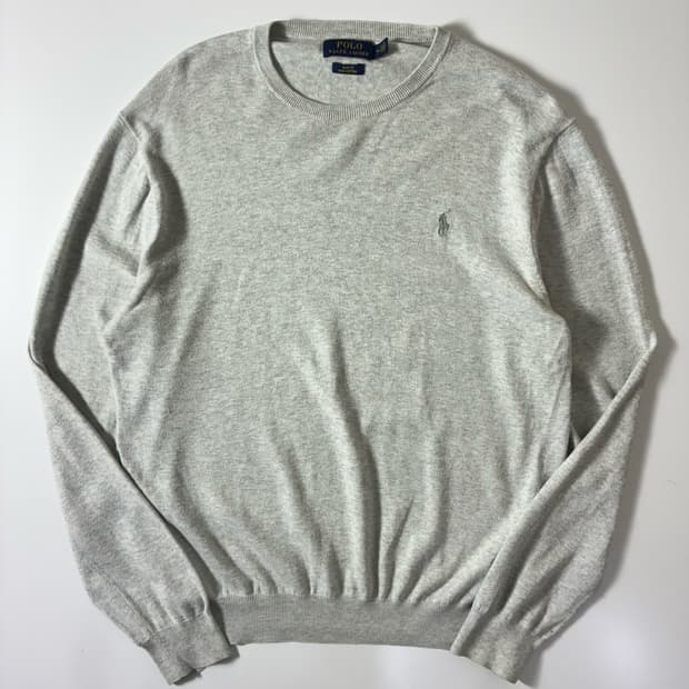 Polo  폴로 랄프로렌 자수 피마코튼 그레이 니트 