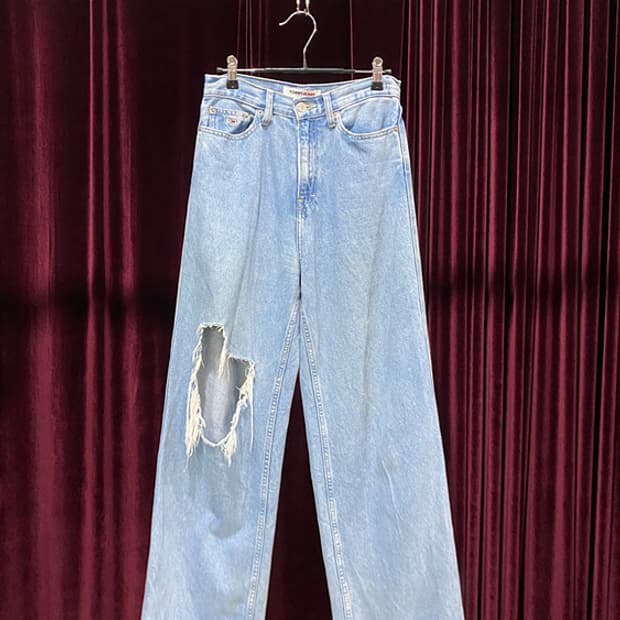 TOMMY JEANS damage denim wide pants