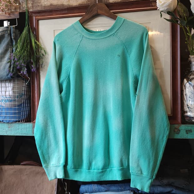 90s Tultex 빈티지 스웻셔츠 플레인 스웻셔츠 썬페이딩 민트 L