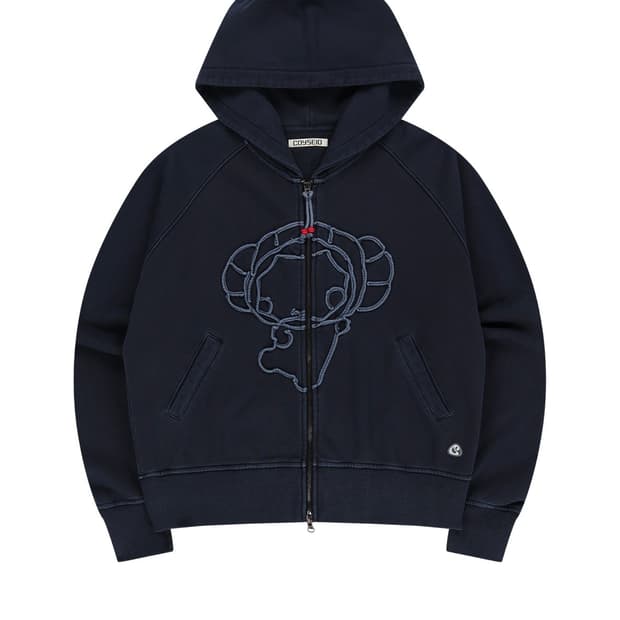 코이세이오 빈티지 테이프 후드집업 네이비