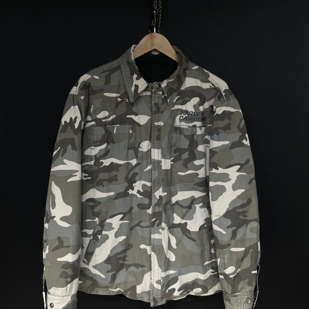 할리데이비슨 카모&블랙 양면 다운 자켓