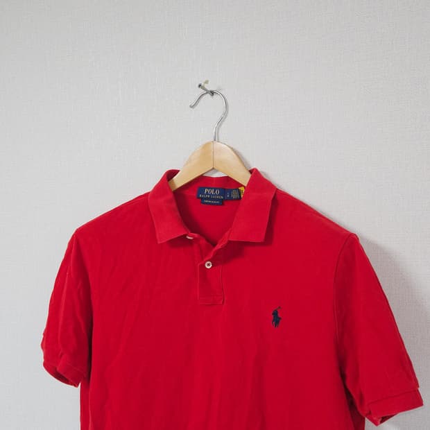 폴로 랄프로렌 신형 반팔 카라티 피케 레드 QR정품 남성 L