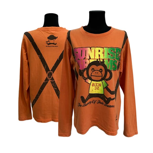 monkey suspender orenge t-shir