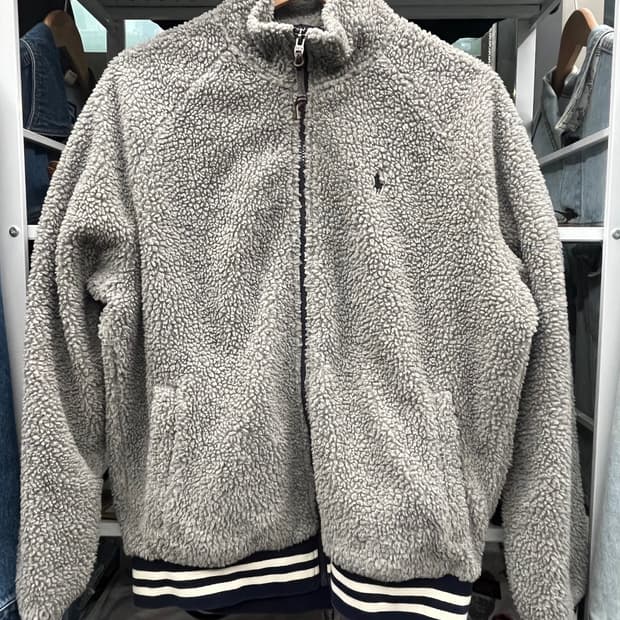 폴로 랄프로렌 그레이 뽀글이 플리스 집업