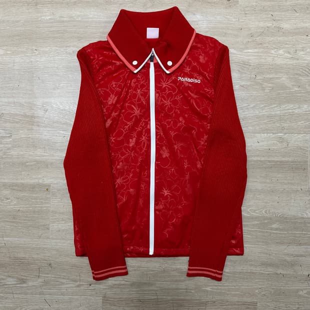 파라디조 여성 골프웨어 골프복 배색 방풍 집업니트 [레드] M/95