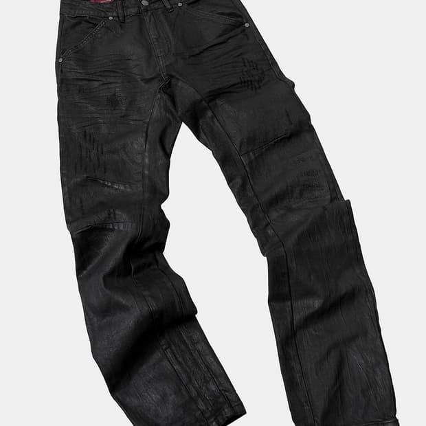 Water Monster Waxed Curved Slim Jeans