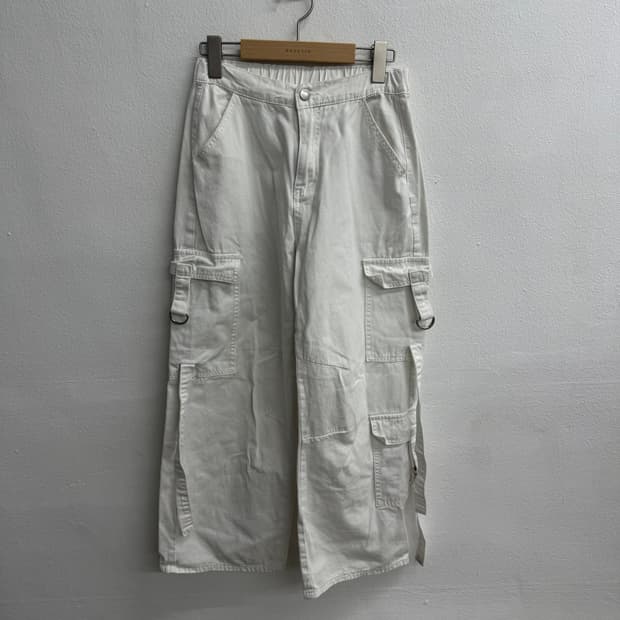 CIDER 화이트 카고 와이드 팬츠 (S)