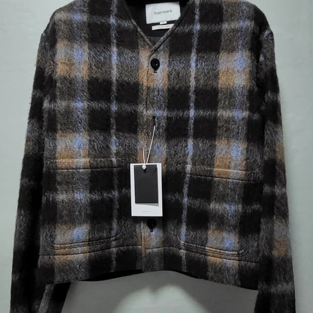 토니웩 체크드 울 모헤어 블루종 브라운