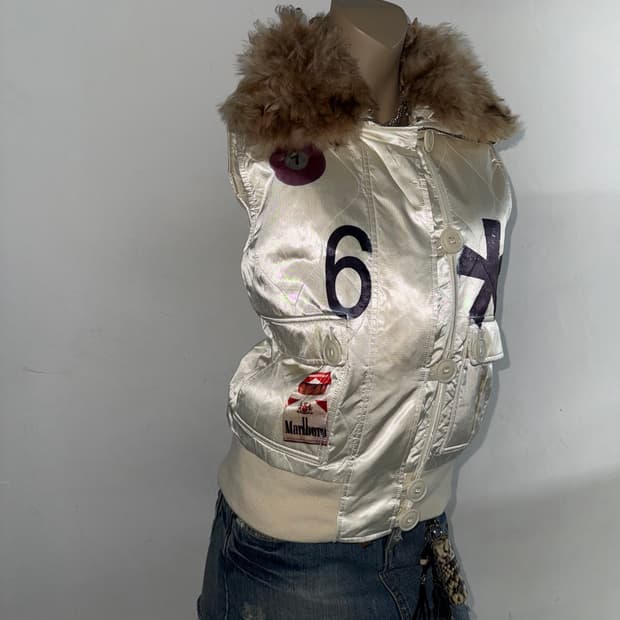 랄프로렌 프린팅 양 퍼카라 패디드 베스트