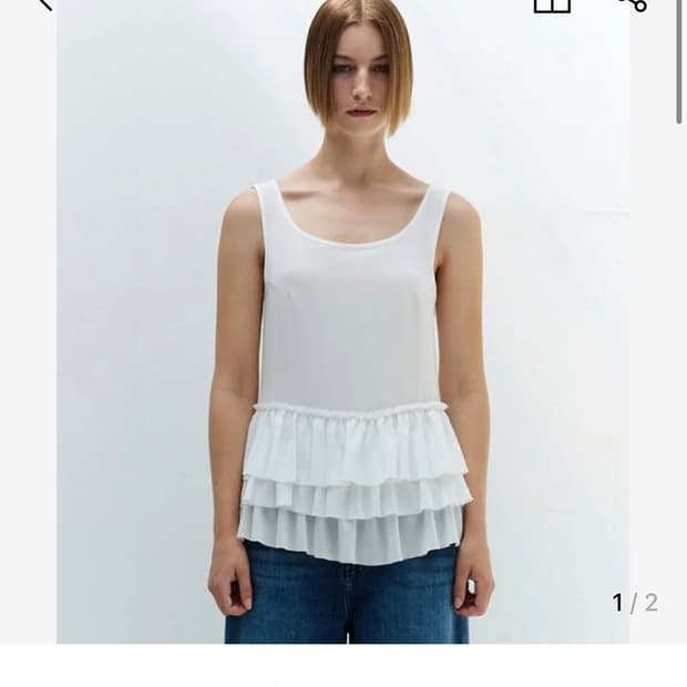 [버뮬라 Burmula] 프릴 슬리브리스 탑 (화이트)