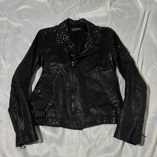 Stud Detail Snake Skin Jacket