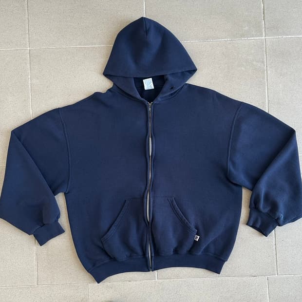 00s 빈티지 러셀 후드집업 네이비 L