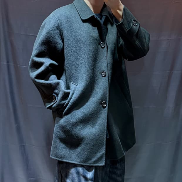 M YSL 입생로랑 포켓 심볼로고 카키 울 싱글코트