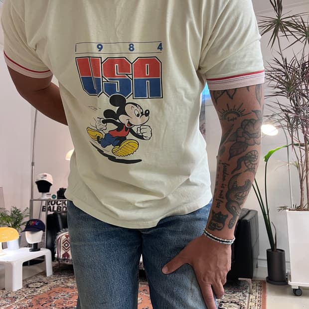 80‘Vintage Disney Mickey USA Ringer Tee