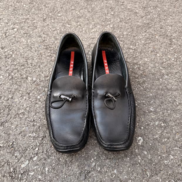 00s Prada Toggle String Leather Loafers