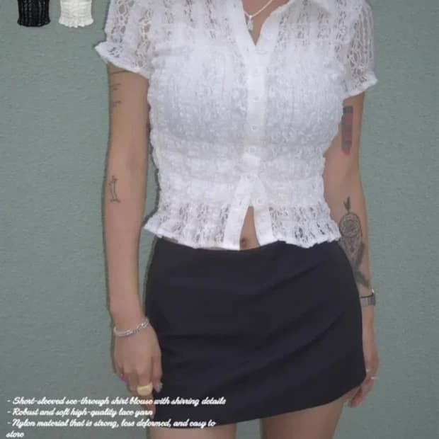 페일제이드 링클 시스루 블라우스