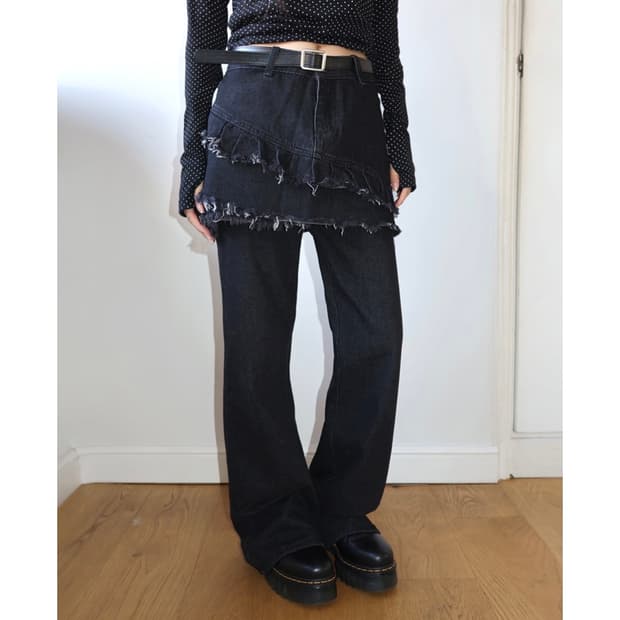 프롬뮤즈 레이어드 데님 팬드