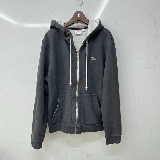 라코스테 라이브 빈티지 후드집업 차콜 그레이 5 XL 105