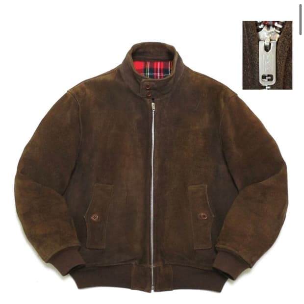 빈티지 브라운 스웨이드 G9 헤링턴 가죽 자켓 105 스너프