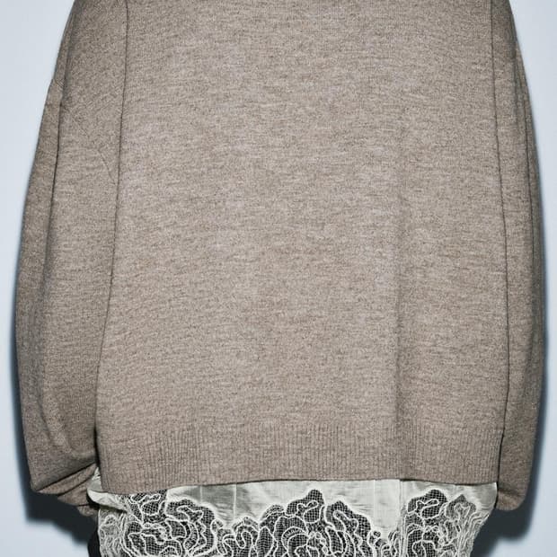 자라 콤비네이션 니트 점퍼 레이스 디테일 