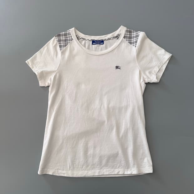 버버리 블루라벨 burberry 로고 체크 반팔 티셔츠