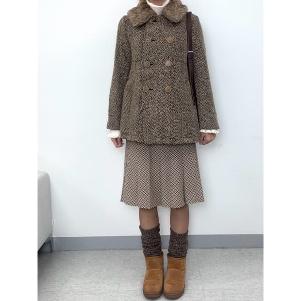 빈티지 브라운 하프 코트